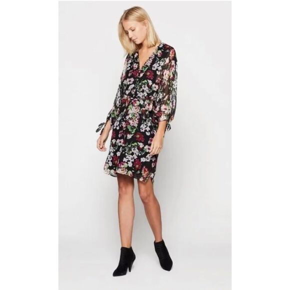 Equipment Natasha 100% Silk Floral Oversized Long Sleeve Knee Length Dress - Picture 2 of 13